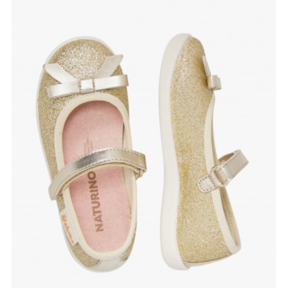 NWT NATURINO CLARIES 2 Glittered leather ballerinas in Platinum - Picture 3 of 15